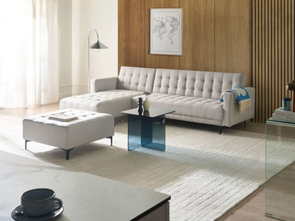  Modular Corner Sofa Bed 4 Seater ABERDEEN Fabric Light Grey With Ottoman Right Hand