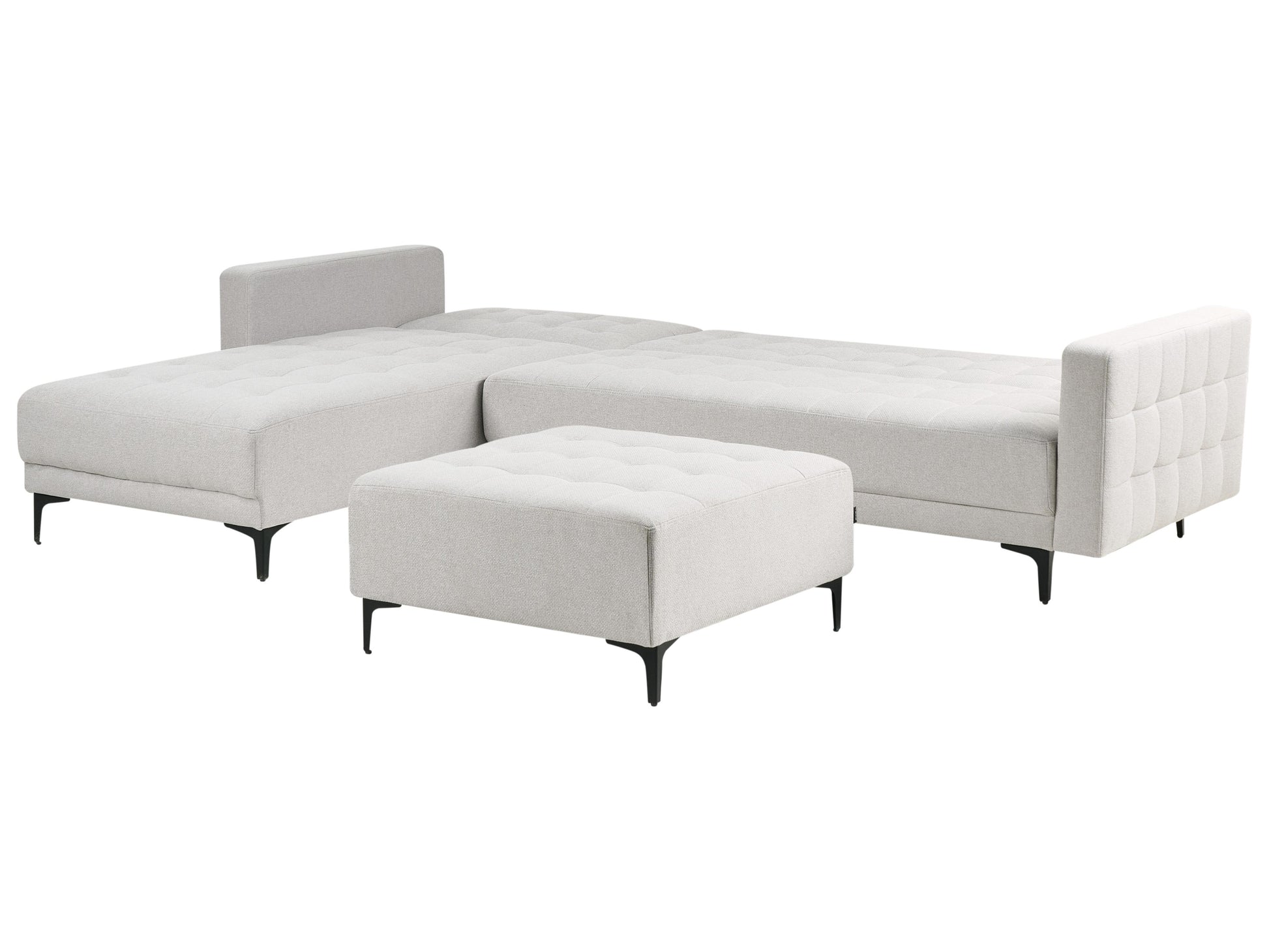 Modular Corner Sofa Bed 4 Seater ABERDEEN Fabric Light Grey With Ottoman Right Hand