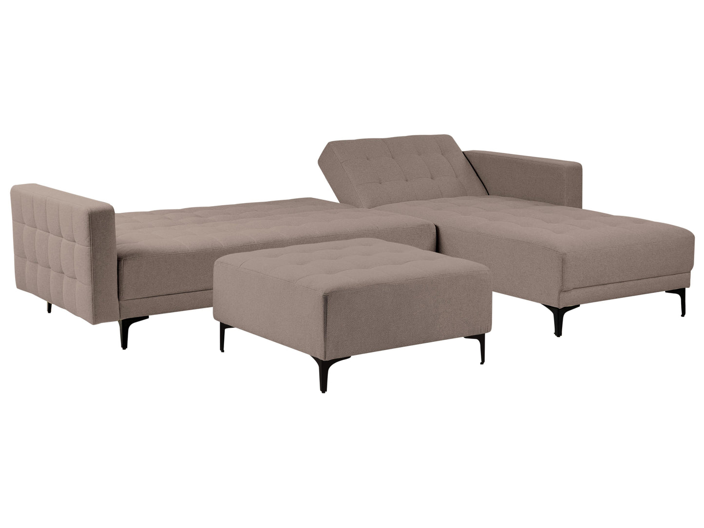  Modular Corner Sofa Bed 4 Seater ABERDEEN Fabric Taupe With Ottoman Left Hand