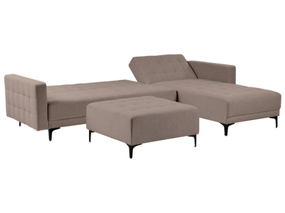  Modular Corner Sofa Bed 4 Seater ABERDEEN Fabric Taupe With Ottoman Left Hand