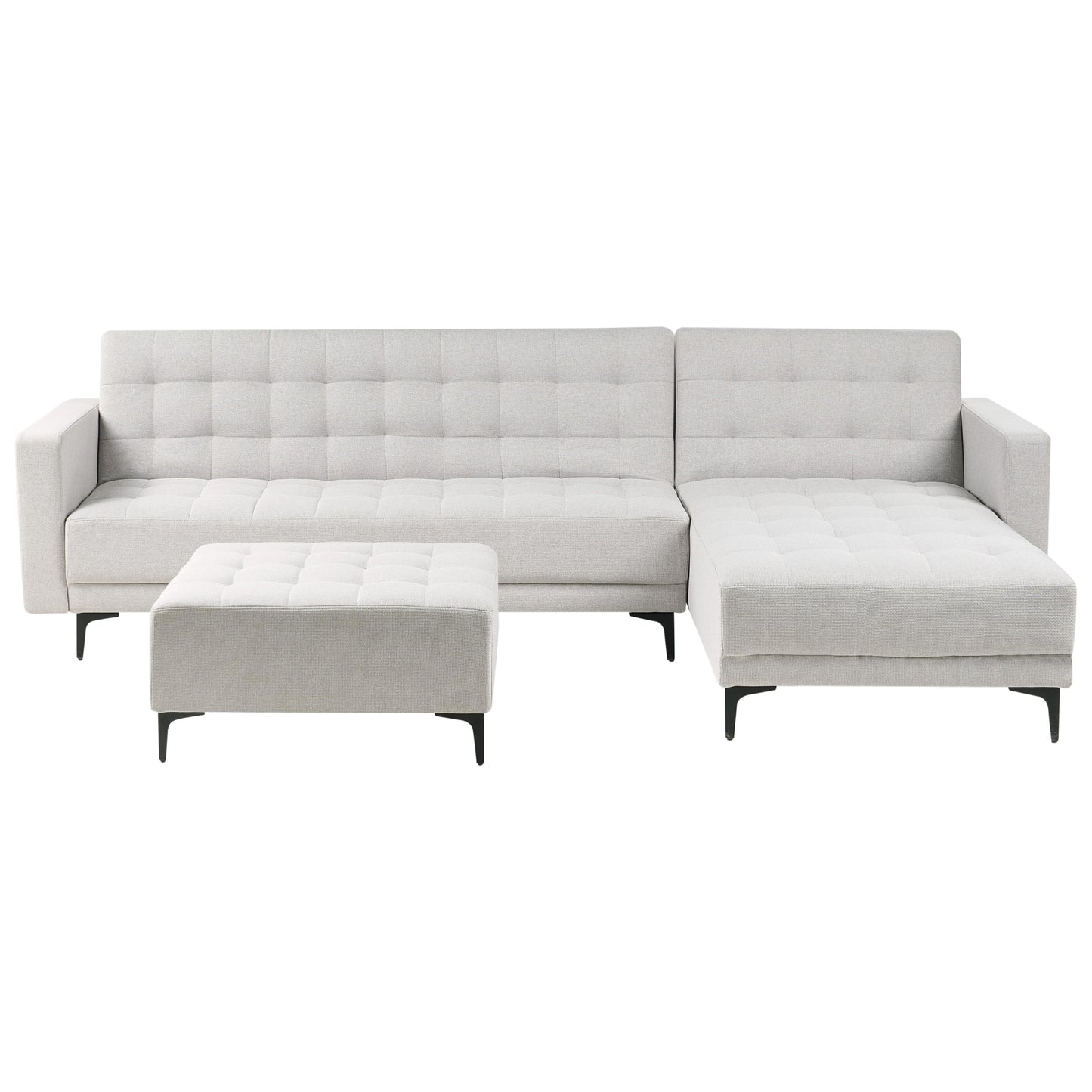  Modular Corner Sofa Bed 4 Seater ABERDEEN Fabric Light Grey With Ottoman Left Hand