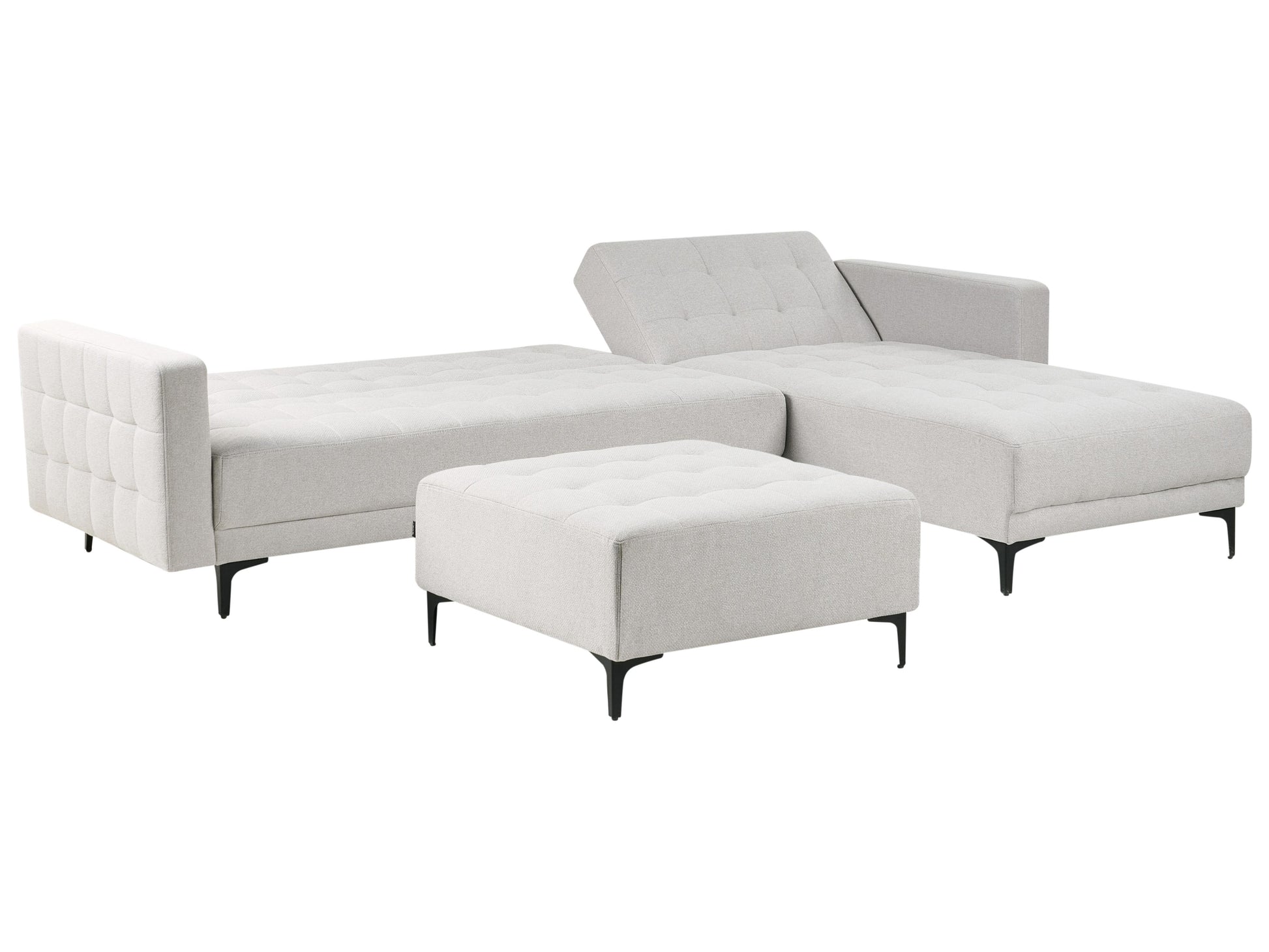  Modular Corner Sofa Bed 4 Seater ABERDEEN Fabric Light Grey With Ottoman Left Hand