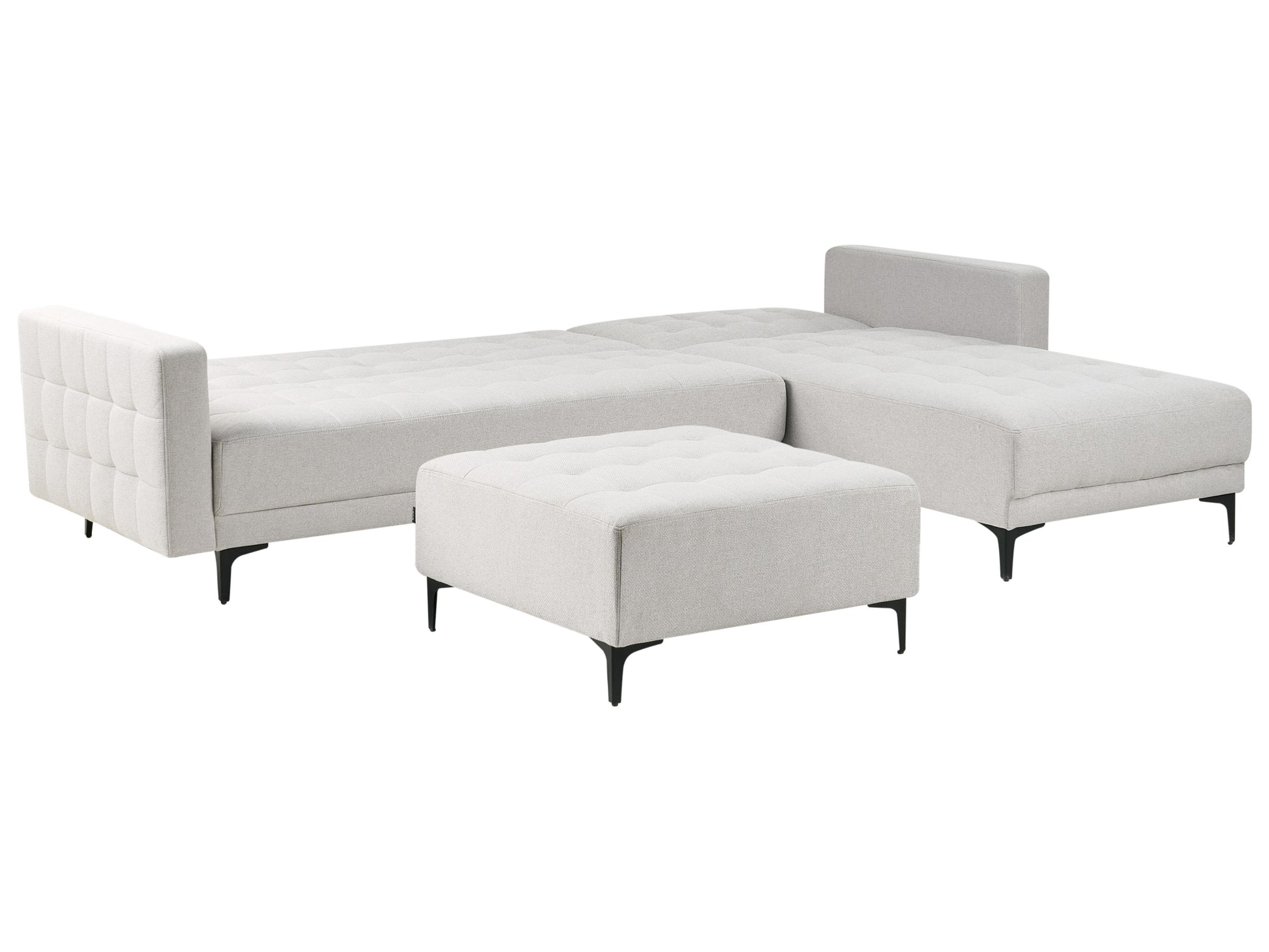  Modular Corner Sofa Bed 4 Seater ABERDEEN Fabric Light Grey With Ottoman Left Hand