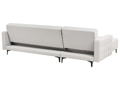  Modular Corner Sofa Bed 4 Seater ABERDEEN Fabric Light Grey With Ottoman Left Hand