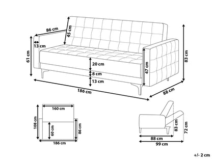  Sofa Bed 3 Seater ABERDEEN Fabric Off-White
