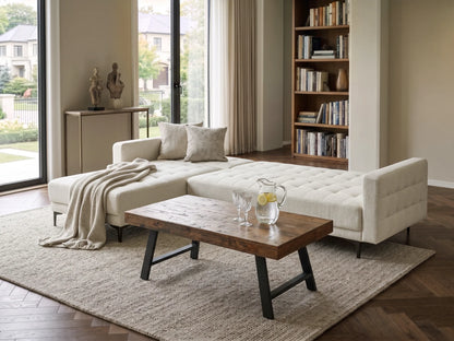  Modular Corner Sofa Bed 4 Seater ABERDEEN Fabric Off-White Right Hand
