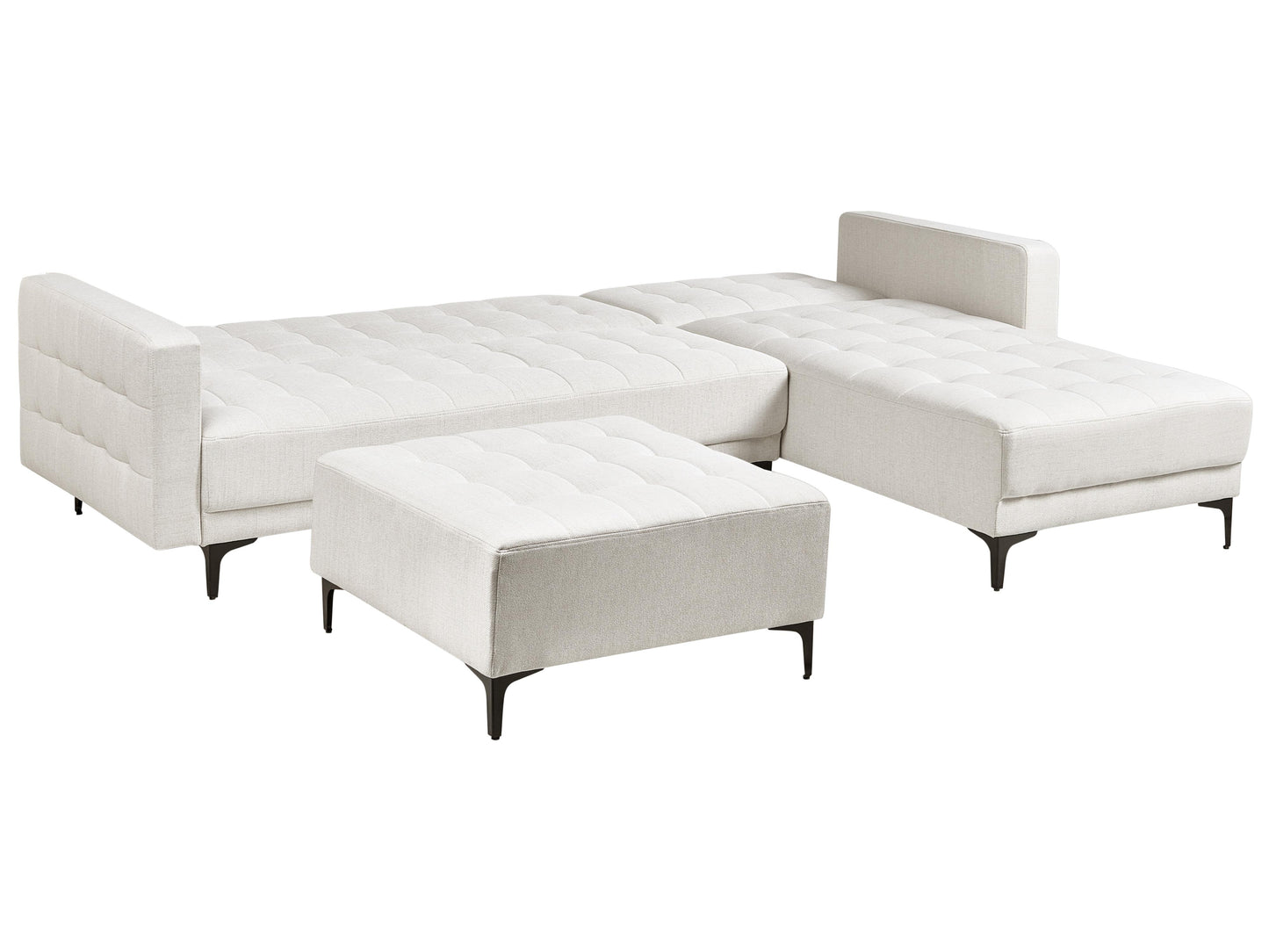  Modular Corner Sofa Bed 4 Seater ABERDEEN Fabric Off-White With Ottoman Left Hand