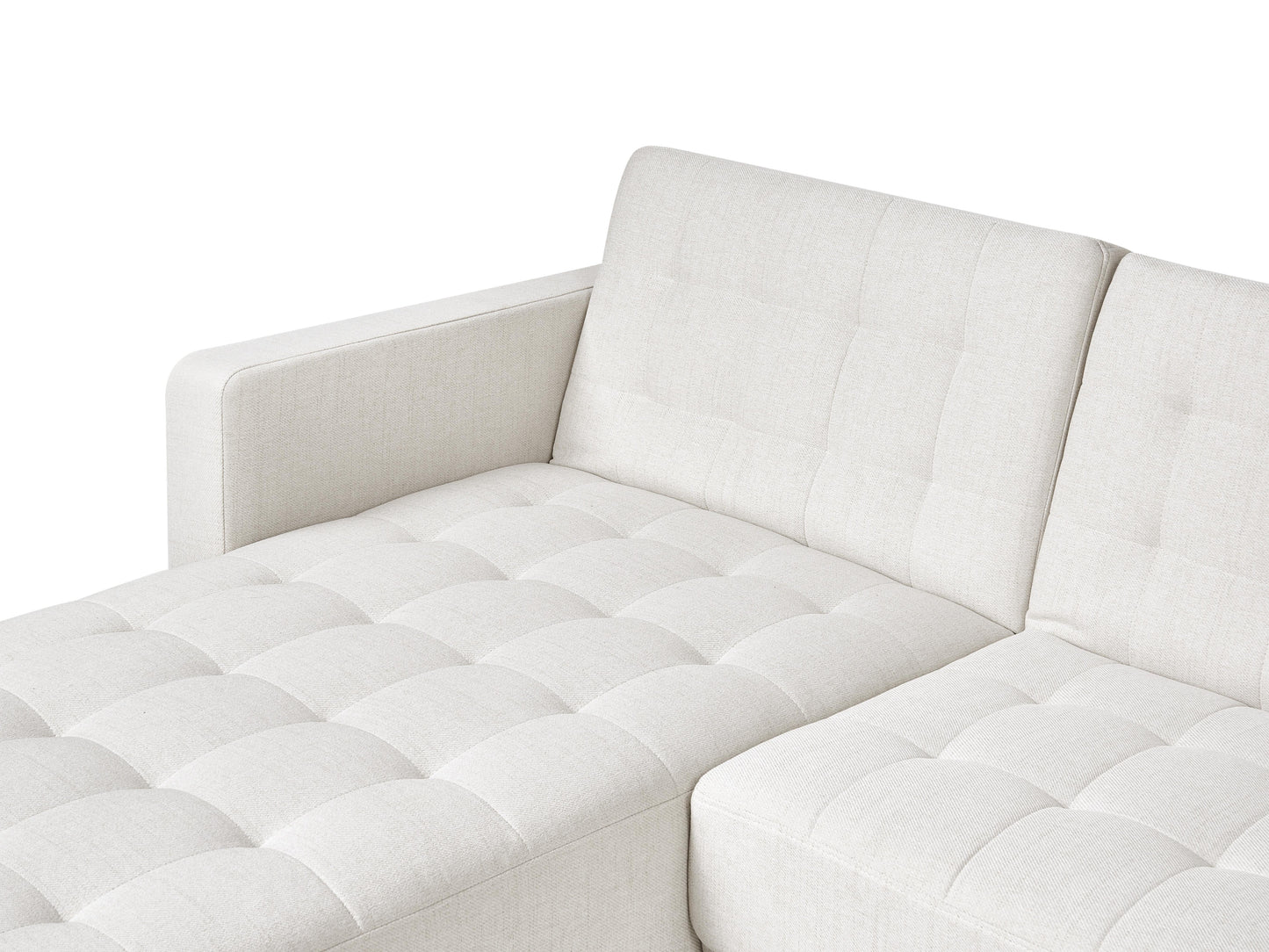  Modular Corner Sofa Bed 4 Seater ABERDEEN Fabric Off-White With Ottoman Left Hand