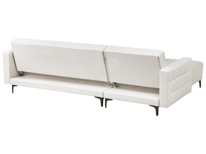  Modular Corner Sofa Bed 4 Seater ABERDEEN Fabric Off-White With Ottoman Right Hand