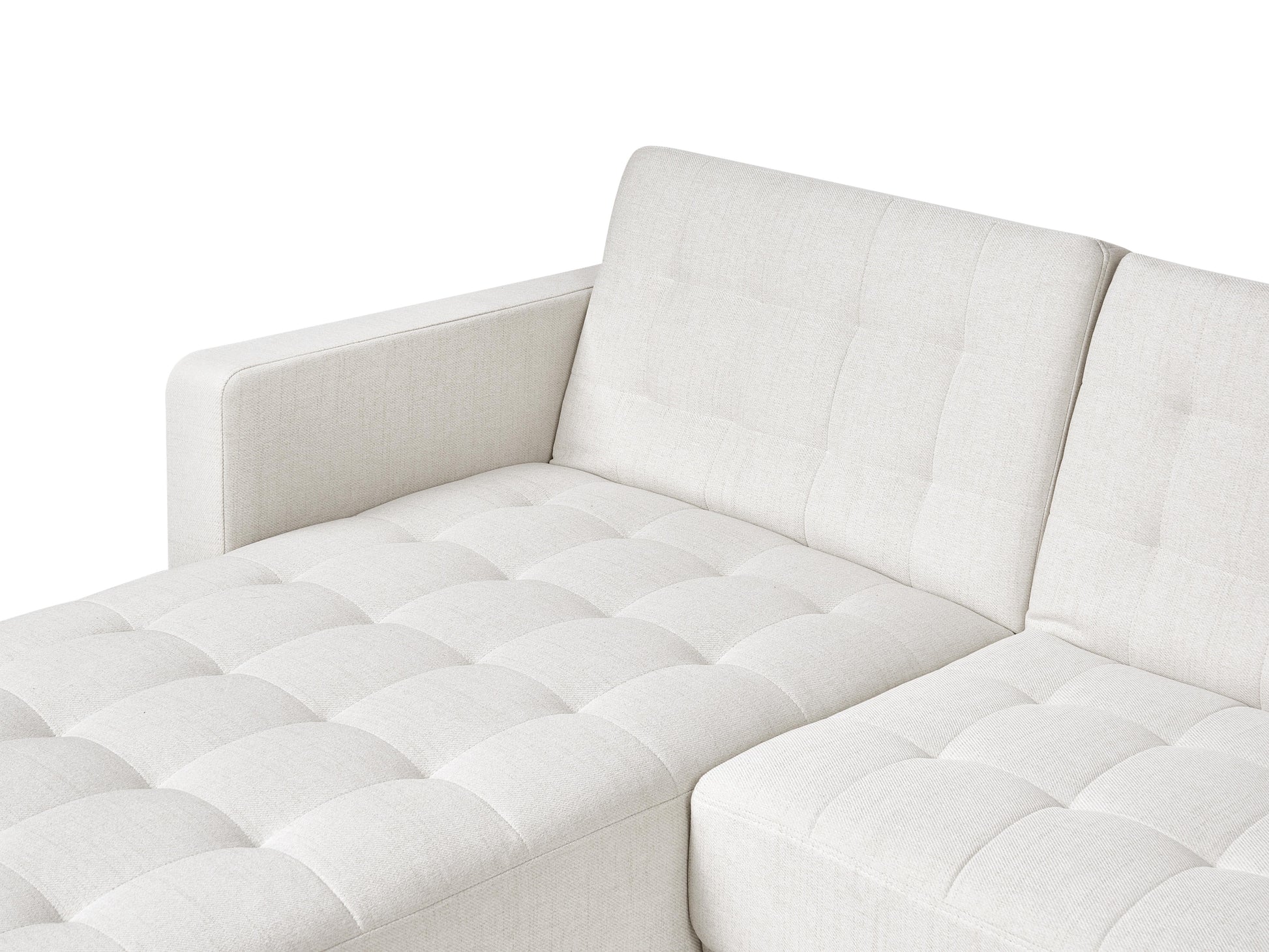  Modular Corner Sofa Bed 4 Seater ABERDEEN Fabric Off-White With Ottoman Right Hand