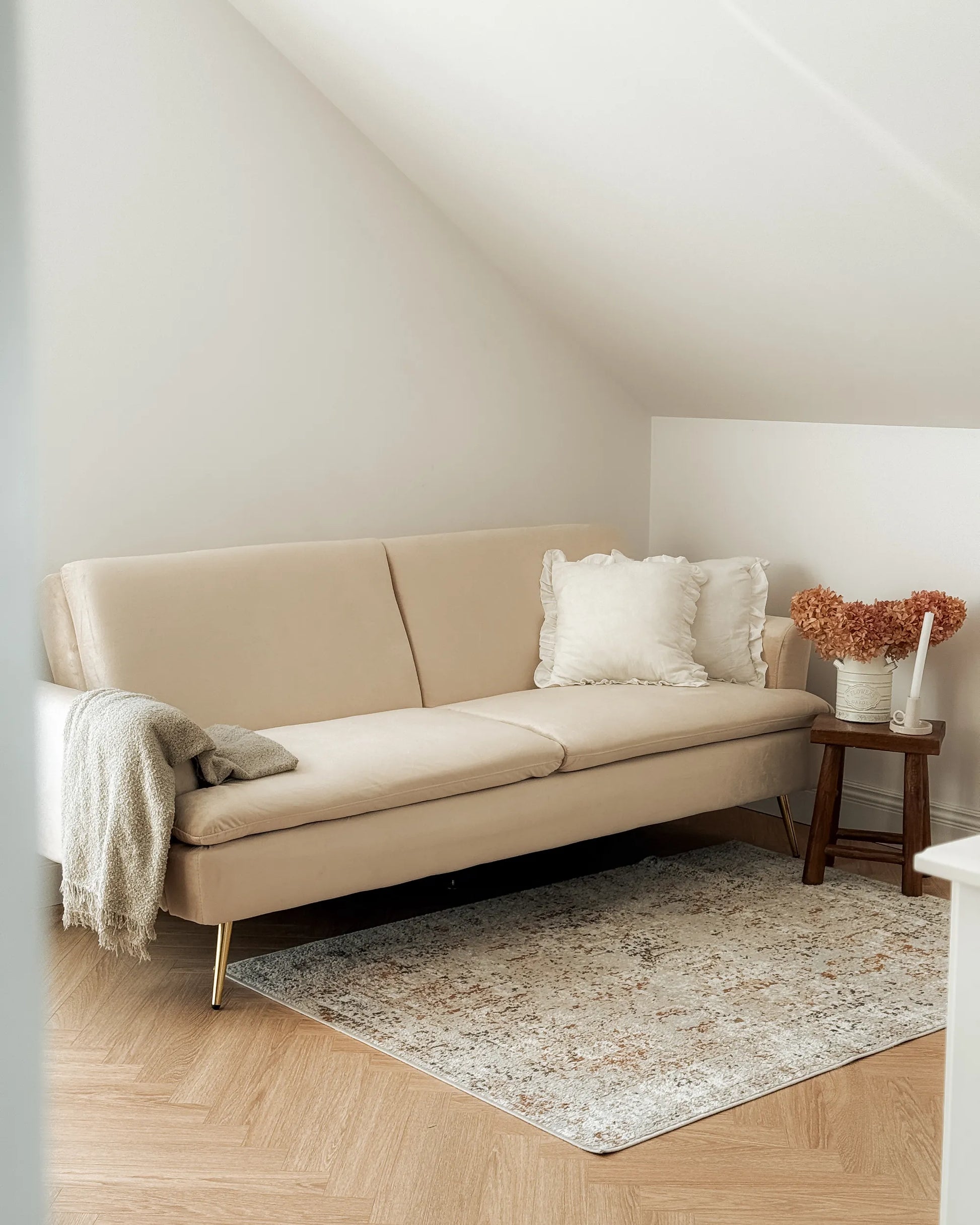  Sofa Bed 3 Seater VETTRE Velvet Light Beige