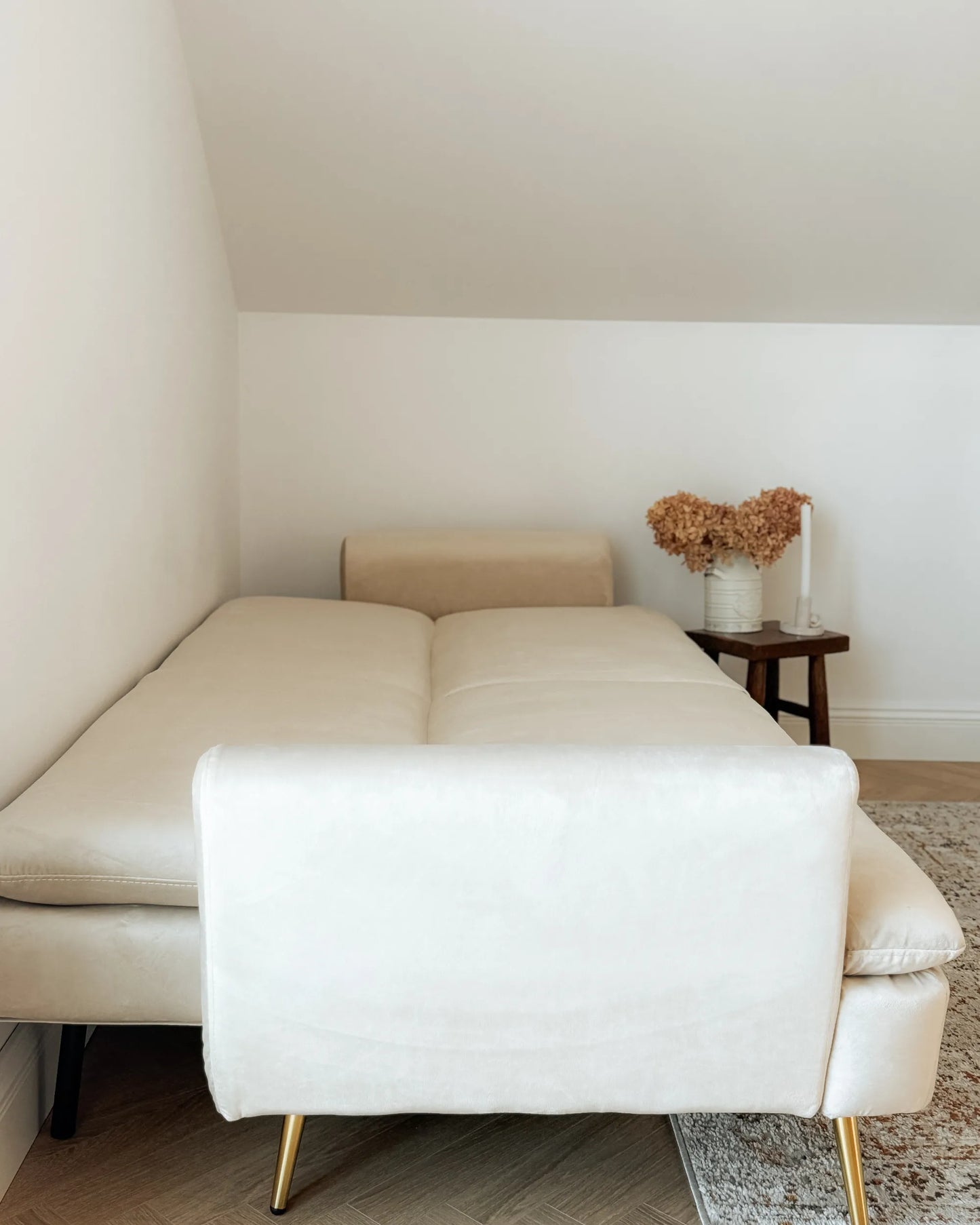  Sofa Bed 3 Seater VETTRE Velvet Light Beige