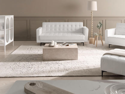  Sofa Bed 3 Seater ABERDEEN Faux Leather White