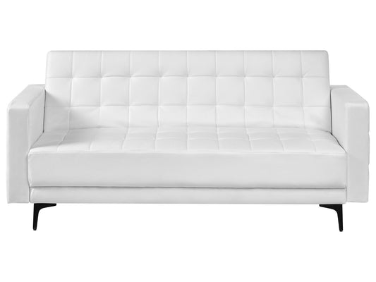  Sofa Bed 3 Seater ABERDEEN Faux Leather White