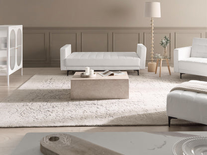  Sofa Bed 3 Seater ABERDEEN Faux Leather White