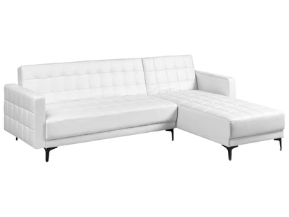  Modular Corner Sofa Bed 4 Seater ABERDEEN Faux Leather White Left Hand