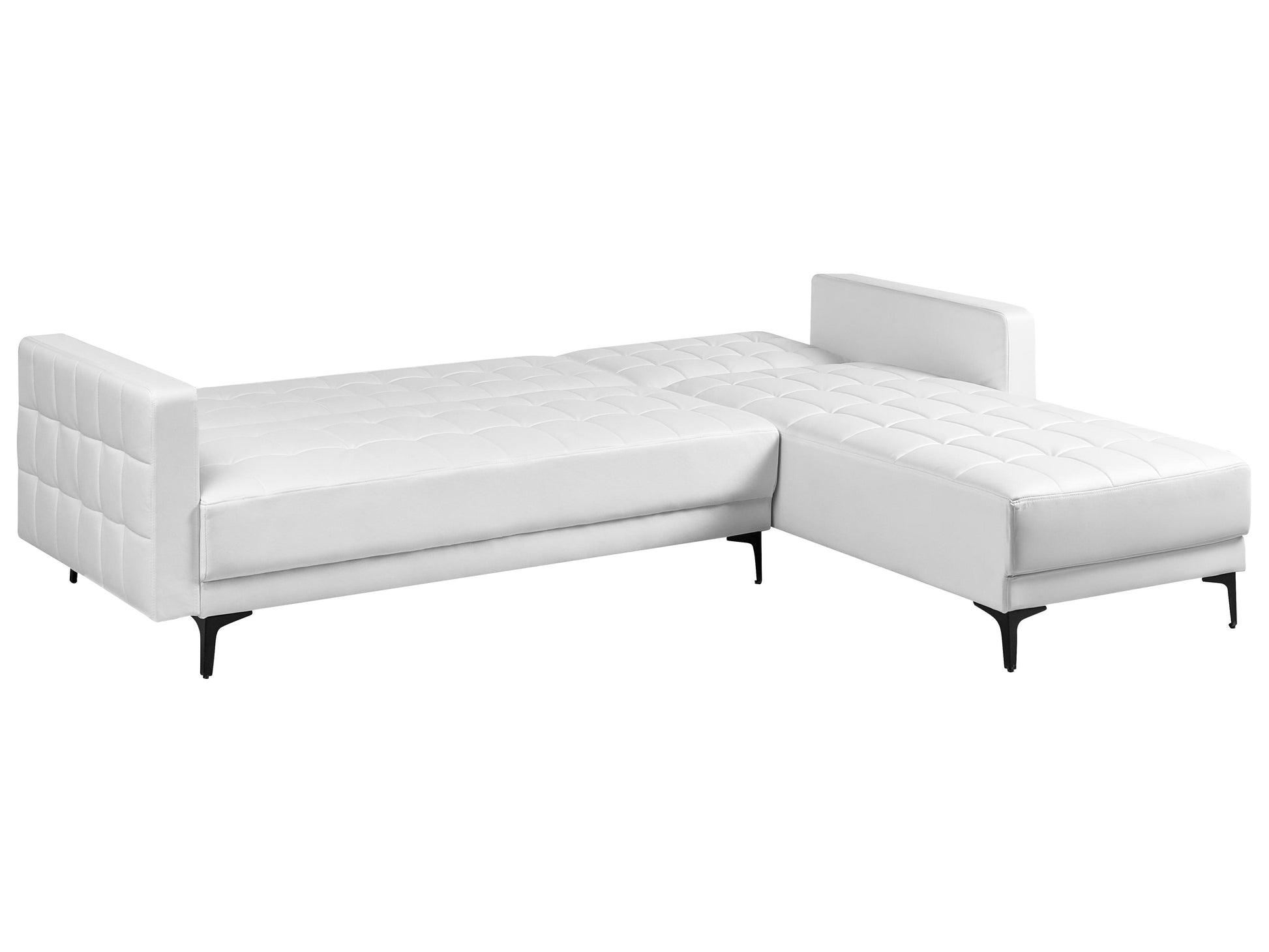  Modular Corner Sofa Bed 4 Seater ABERDEEN Faux Leather White Left Hand