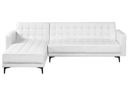  Modular Corner Sofa Bed 4 Seater ABERDEEN Faux Leather White Right Hand