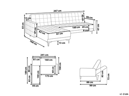  Modular Corner Sofa Bed 4 Seater ABERDEEN Faux Leather White Right Hand