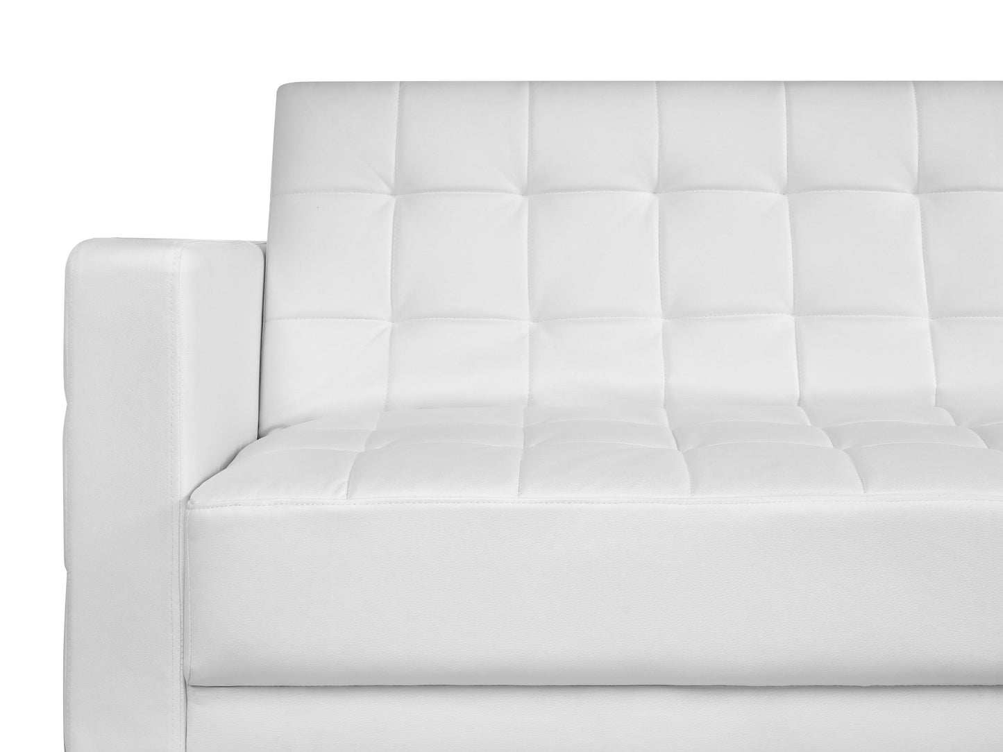  Modular Corner Sofa Bed 4 Seater ABERDEEN Faux Leather White With Ottoman Left Hand