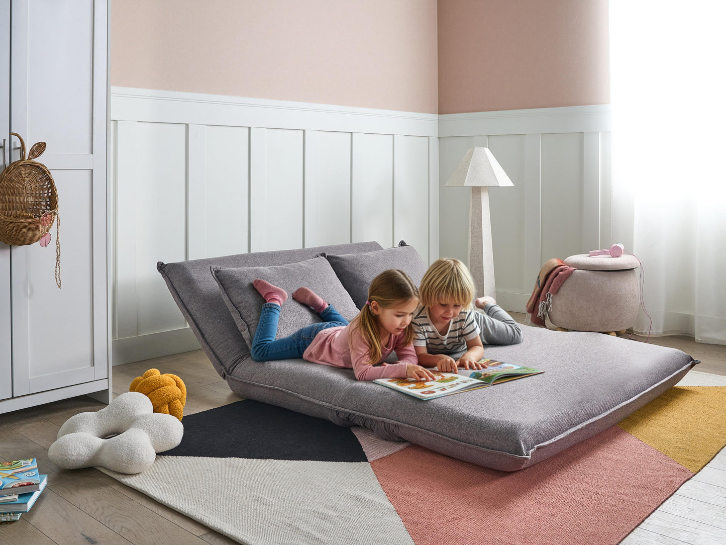  Sofa Bed 2 Seater ROROS Faux Linen Dark Grey