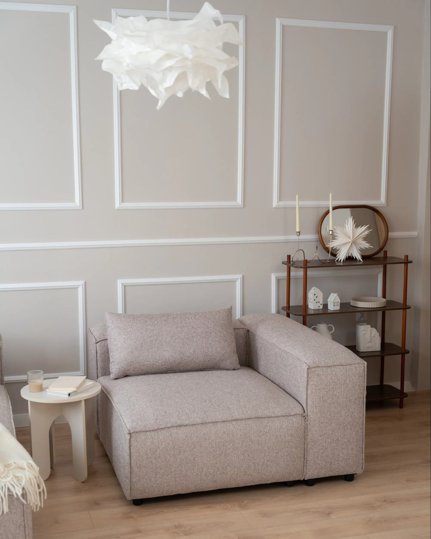  Corner Seat BRANDE Fabric Light Brown Symmetrical
