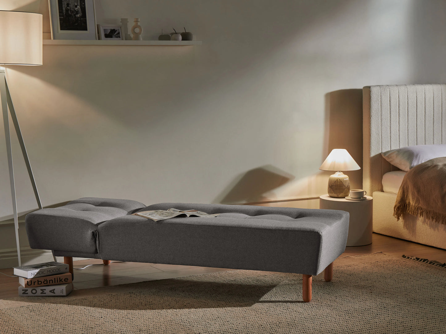  Chaise Longue ALSTEN Fabric Dark Grey