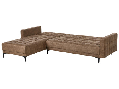  Modular Corner Sofa Bed 4 Seater ABERDEEN Faux Leather Brown Right Hand