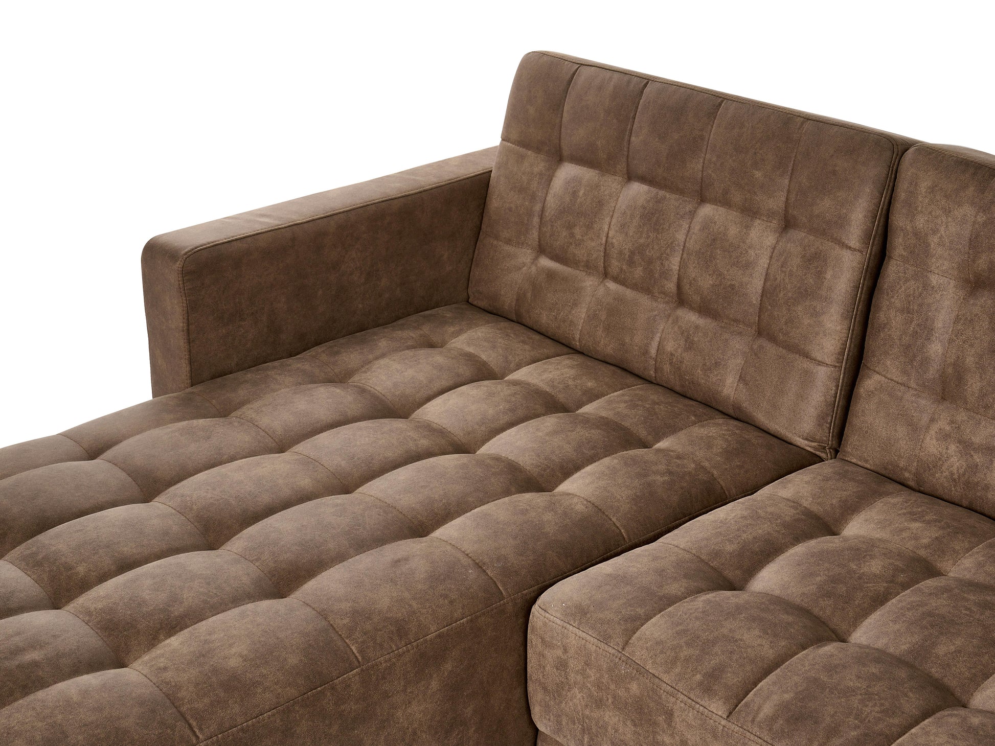  Modular Corner Sofa Bed 4 Seater ABERDEEN Faux Leather Brown Right Hand