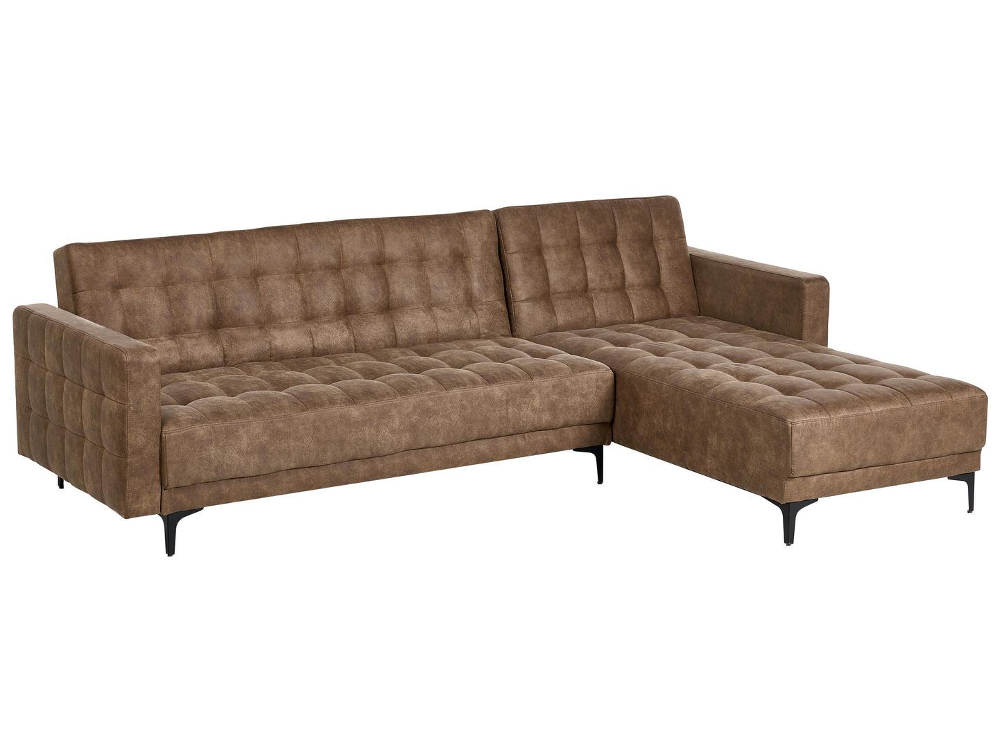  Modular Corner Sofa Bed 4 Seater ABERDEEN Faux Leather Brown Left Hand