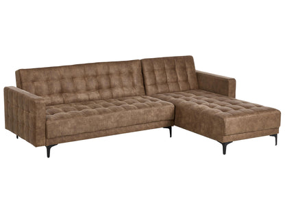  Modular Corner Sofa Bed 4 Seater ABERDEEN Faux Leather Brown Left Hand