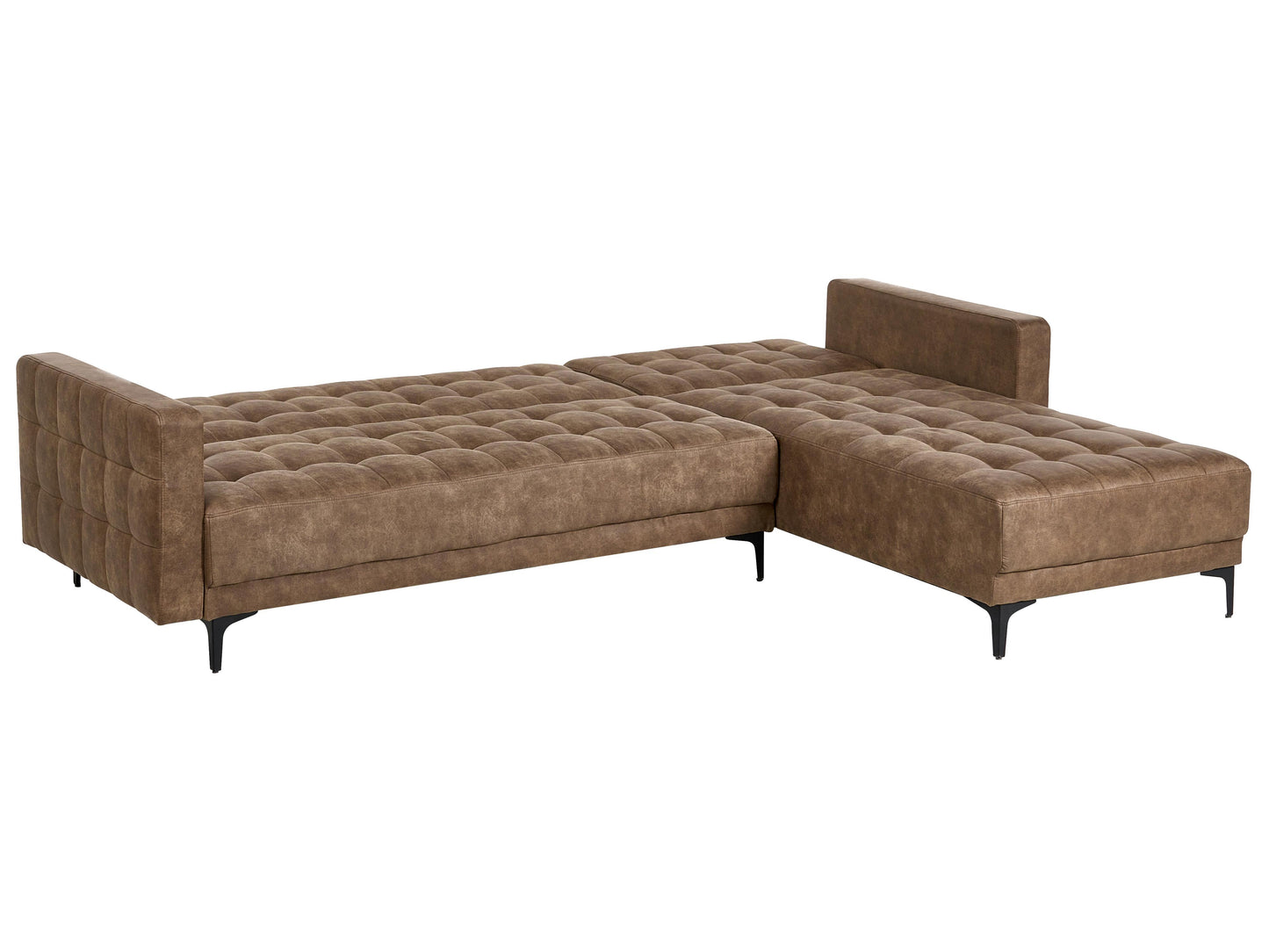  Modular Corner Sofa Bed 4 Seater ABERDEEN Faux Leather Brown Left Hand