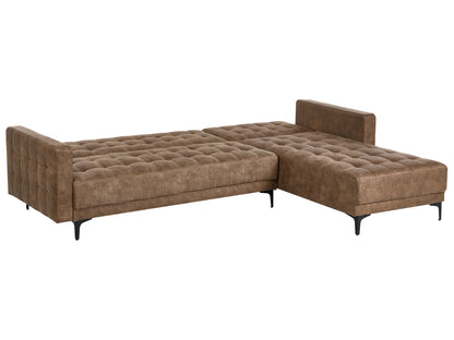  Modular Corner Sofa Bed 4 Seater ABERDEEN Faux Leather Brown Left Hand