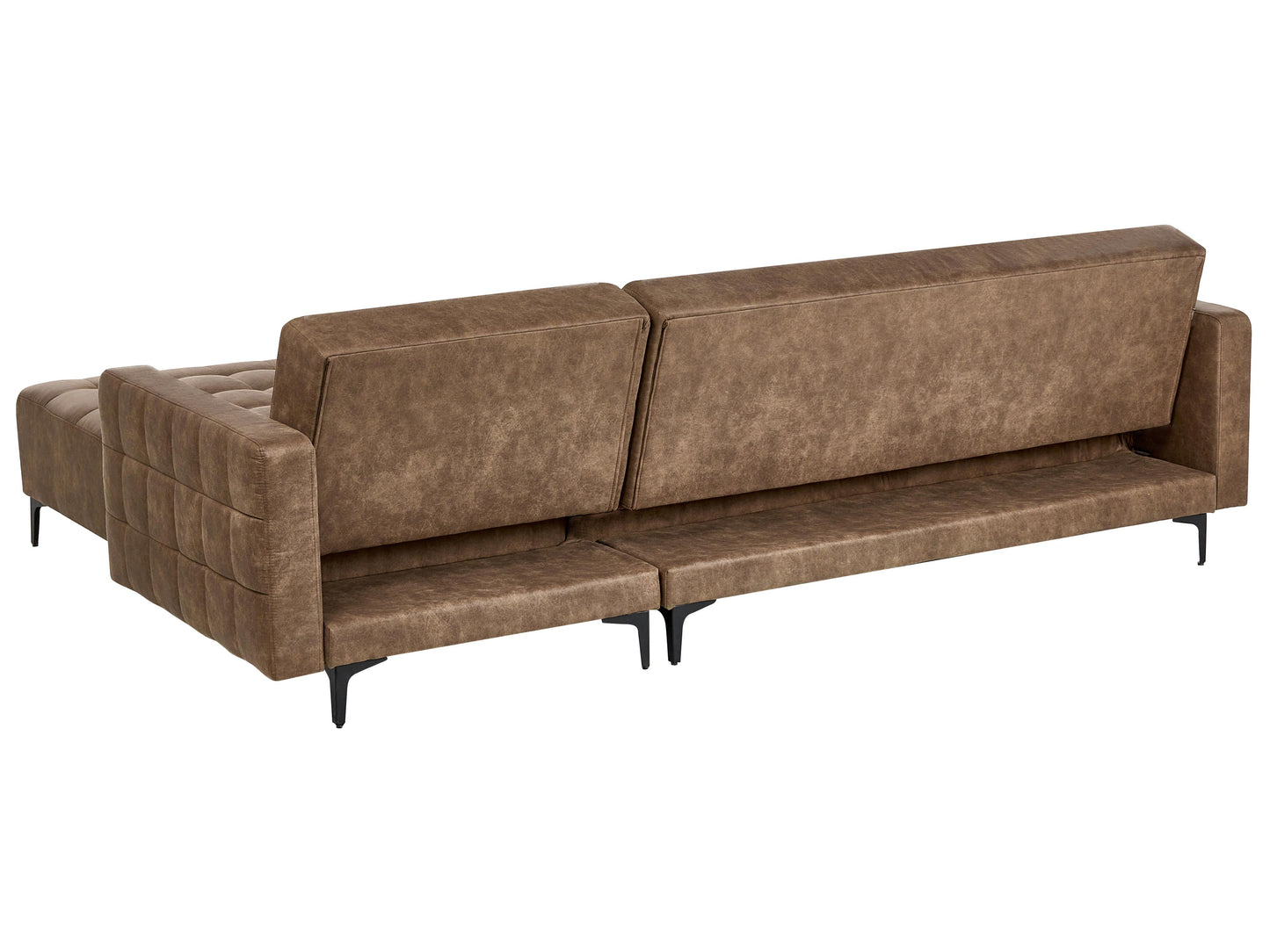  Modular Corner Sofa Bed 4 Seater ABERDEEN Faux Leather Brown Left Hand