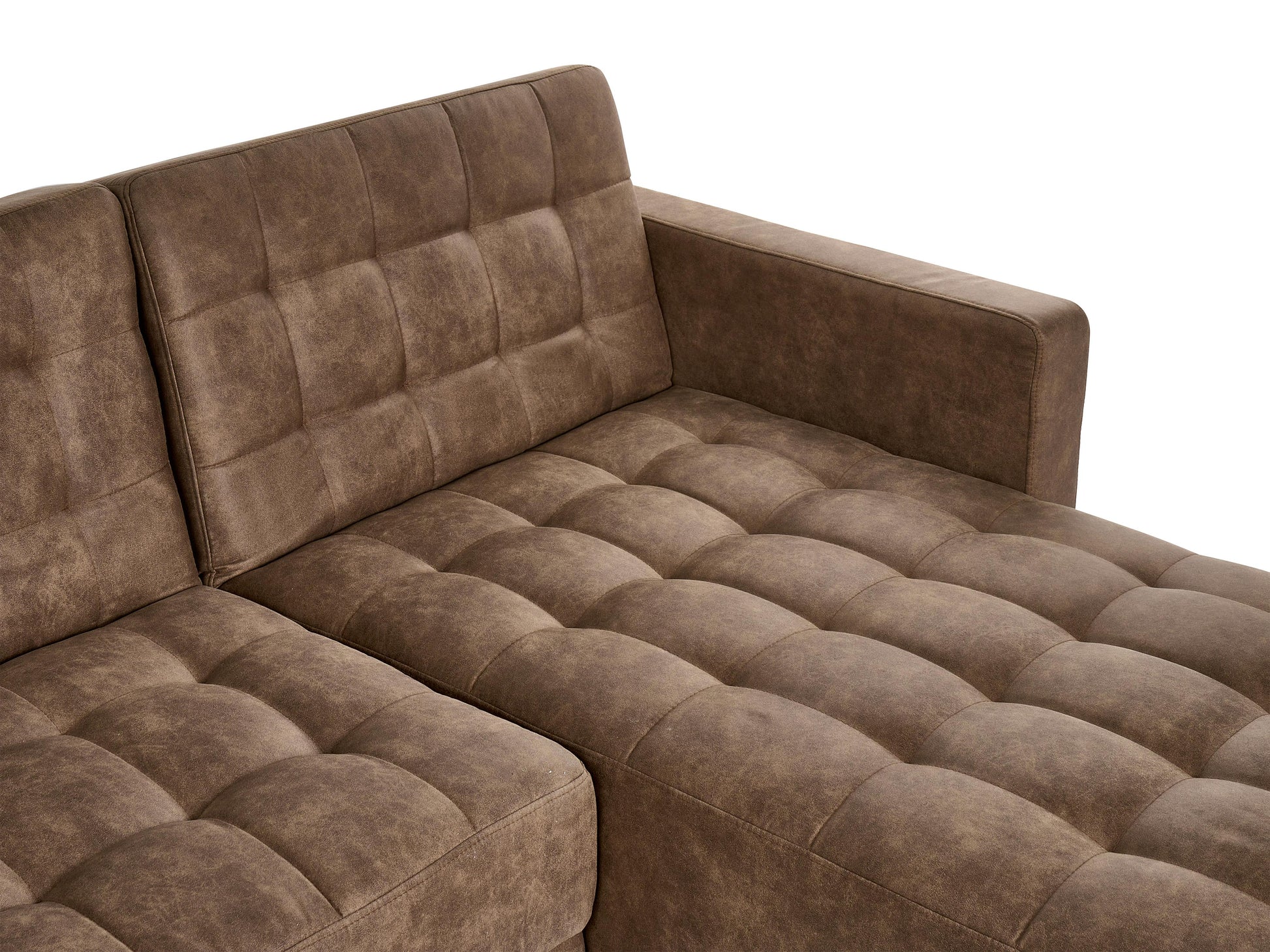  Modular Corner Sofa Bed 4 Seater ABERDEEN Faux Leather Brown Left Hand