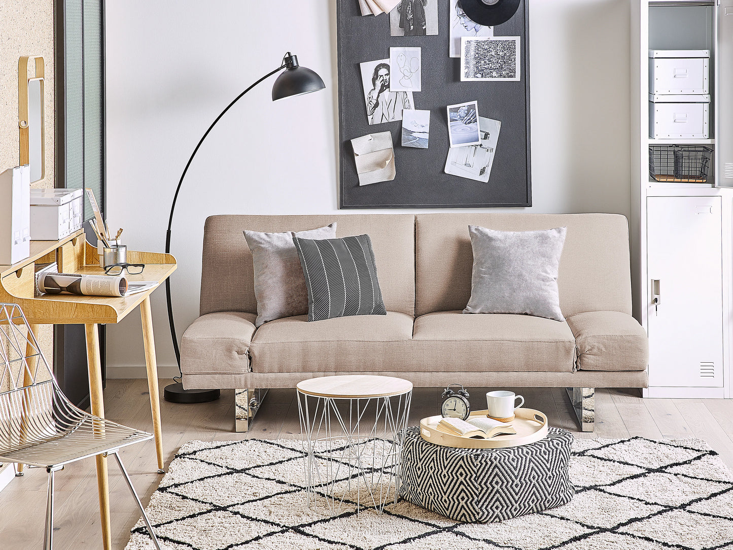  Sofa Bed 2 Seater YORK Fabric Beige