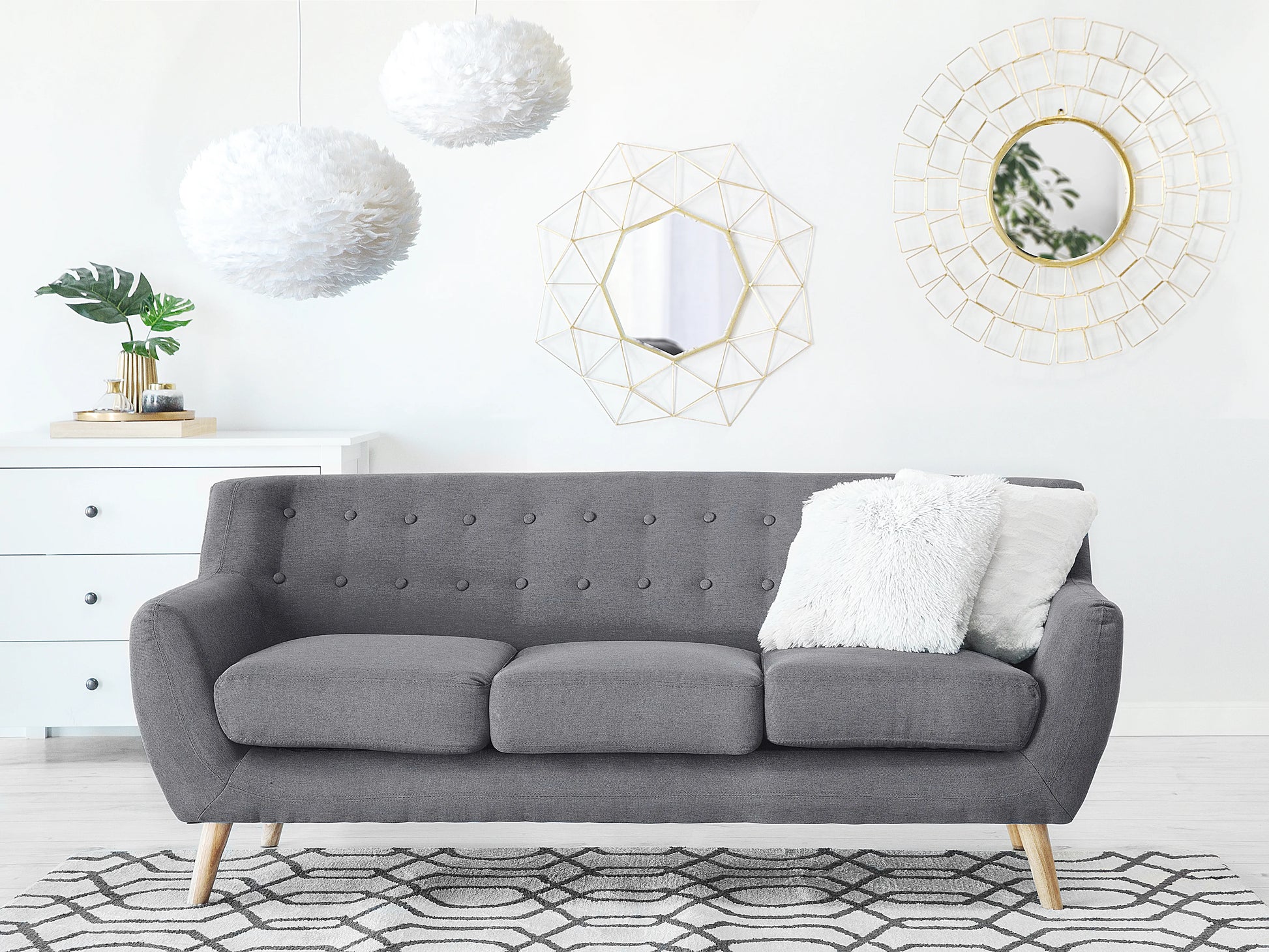  Sofa 3 Seater MOTALA Fabric Light Grey