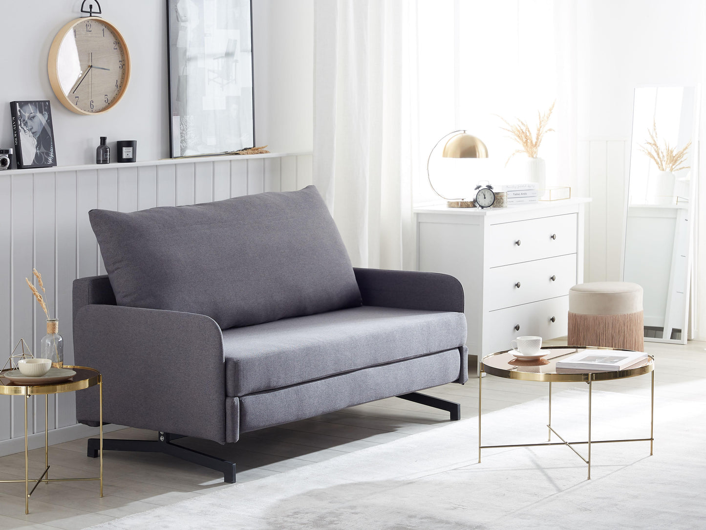  Sofa Bed 2 Seater BELFAST Fabric Grey