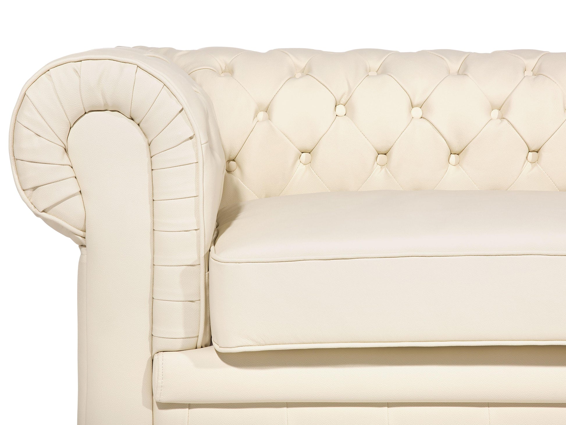  Sofa 3 Seater CHESTERFIELD Leather Light Beige