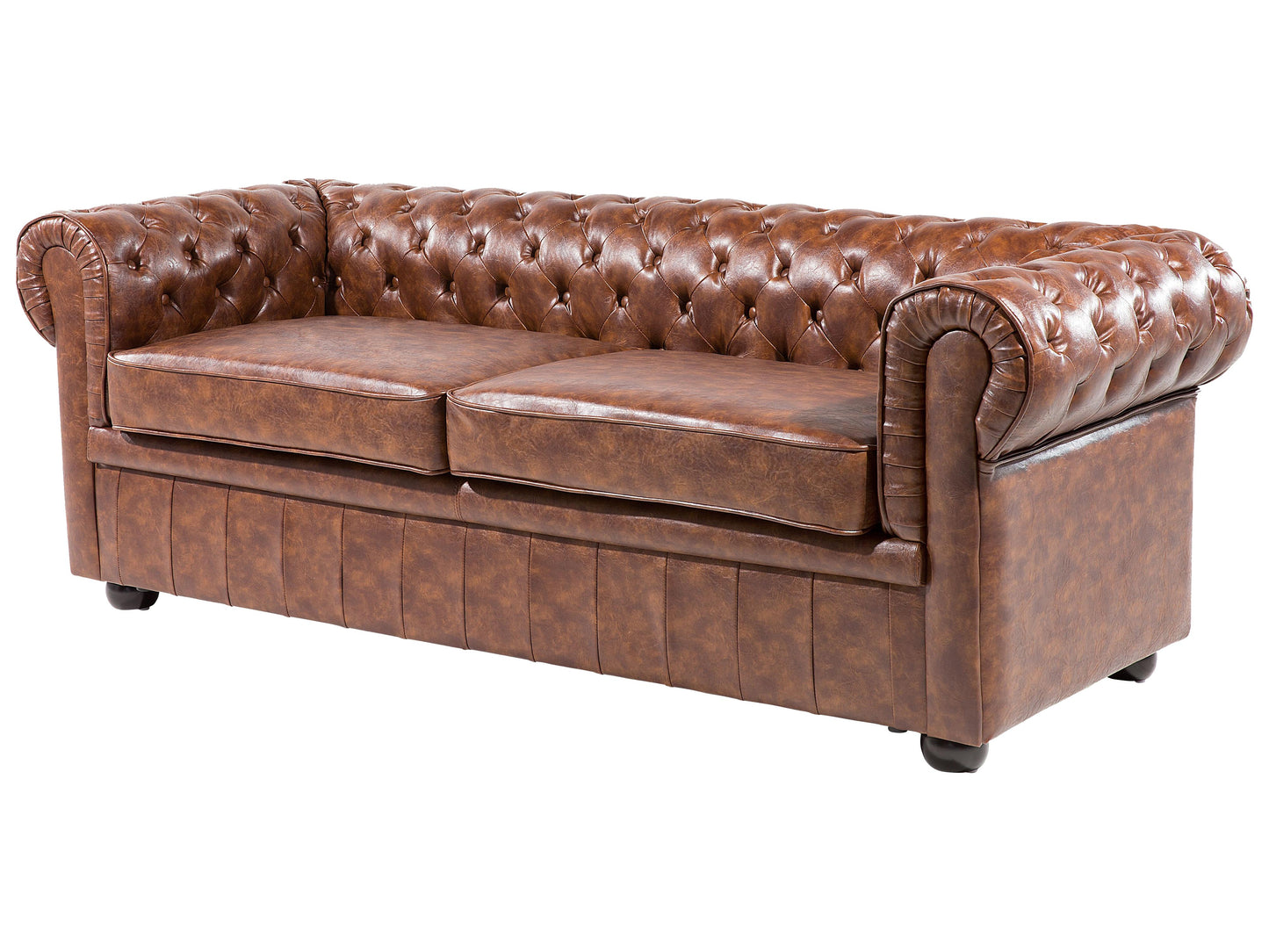  Sofa 3 Seater CHESTERFIELD Faux Leather Golden Brown
