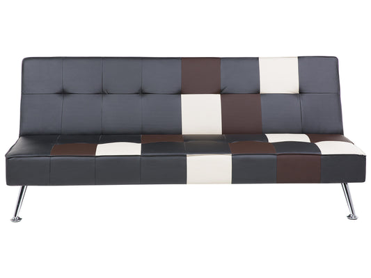  Sofa Bed 3 Seater OLSKER Faux Leather Black