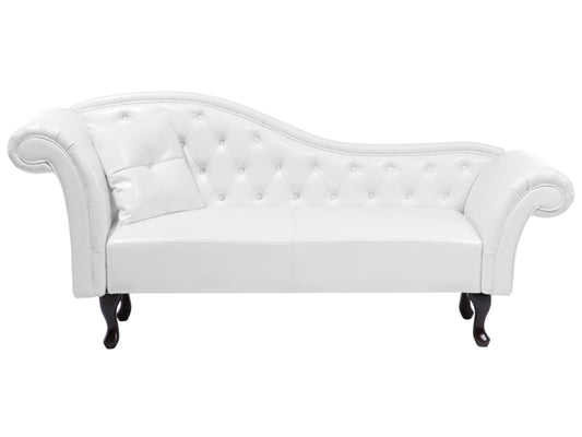  Left-Hand Chaise Lounge LATTES Faux Leather White