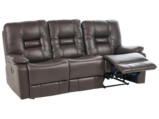  Manual Recliner Sofa 3 Seater BERGEN Faux Leather Brown