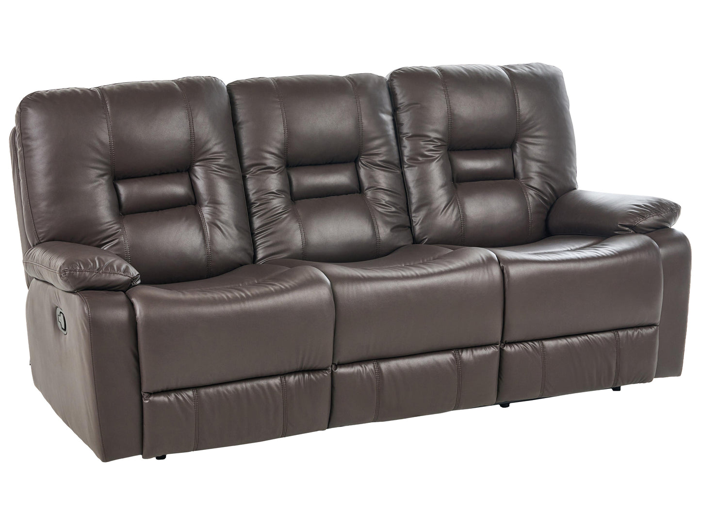  Manual Recliner Sofa 3 Seater BERGEN Faux Leather Brown