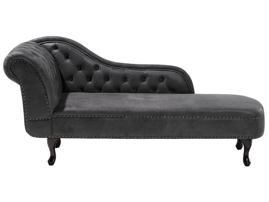  Left-Hand Chaise Lounge NIMES Faux Suede Dark Grey