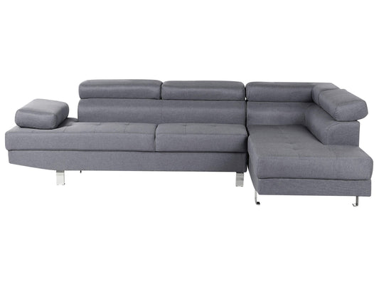  Corner Sofa 5 Seater NORREA Fabric Grey Left Hand