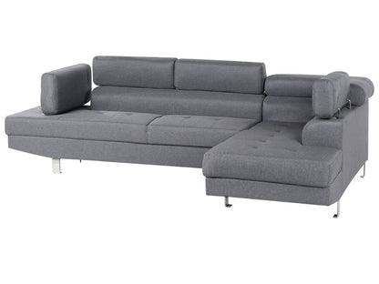  Corner Sofa 5 Seater NORREA Fabric Grey Left Hand