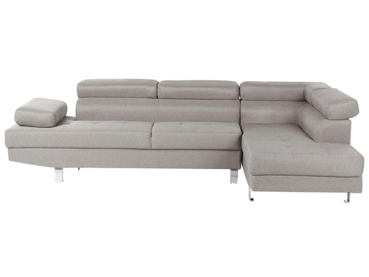  Corner Sofa 5 Seater NORREA Fabric Light Grey Left Hand