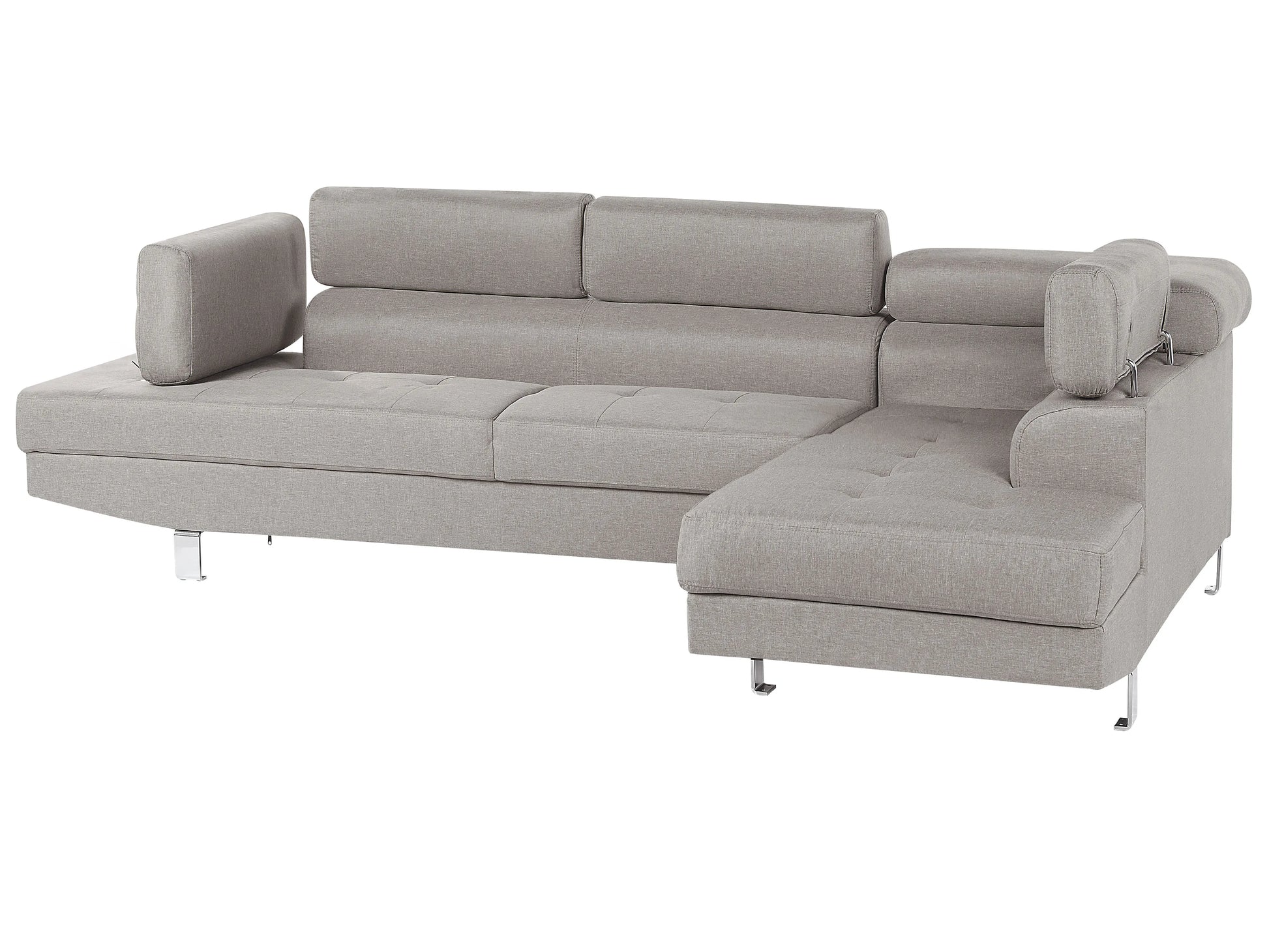 Corner Sofa 5 Seater NORREA Fabric Light Grey Left Hand
