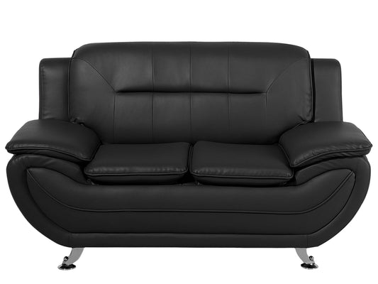  Sofa 2 Seater LEIRA Faux Leather Black